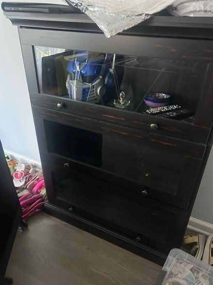 Photo of free Dark Wood Display Cabinet (Jersey City, 07302) #1