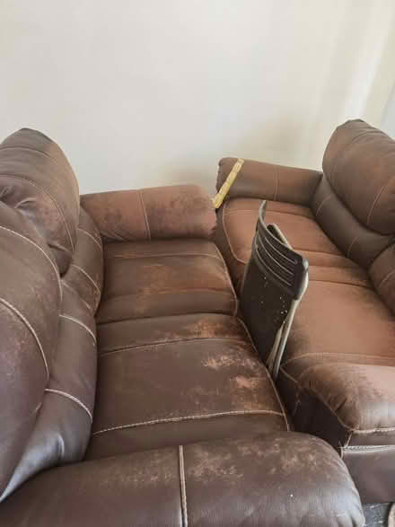 Photo of free Worn Leather Recliner Sofa (Ilkeston) #1