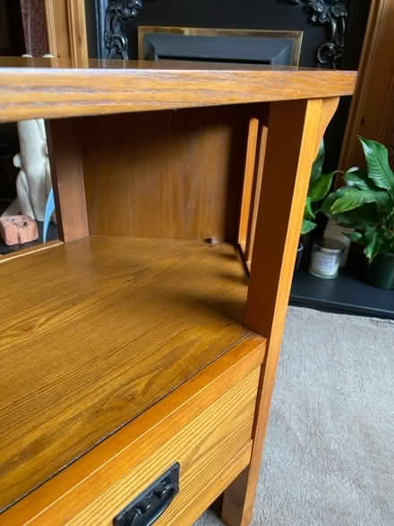 Photo of free Wood TV stand for corner or flat wall (Ambergate DE56) #4