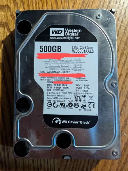 Photo of free Western Digital 500G SATA harddrive (Brighton) #1