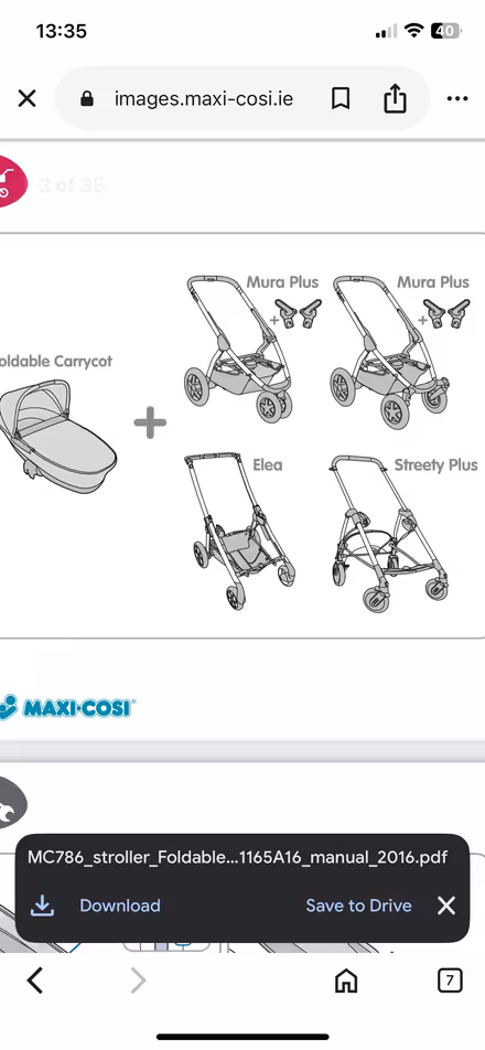 Photo of free Baby foldable carrycot Maxi-Cosi (Churchtown, Dublin 14) #2