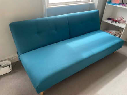 Photo of free John Lewis blue sofa bed (West Brompton SW6) #4