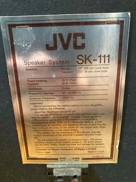 Photo of free JVC stereo speakers (Waltham ma) #1