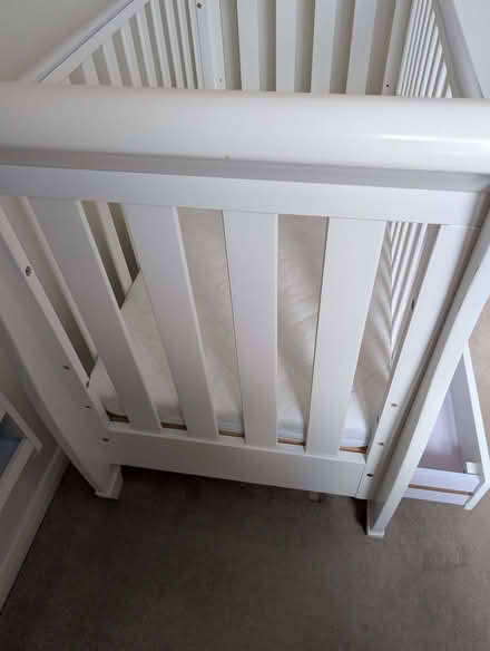 Photo of free Eva Sleigh Drop Side Cot Bed – White. With optional mattress (Kidlington OX5) #4