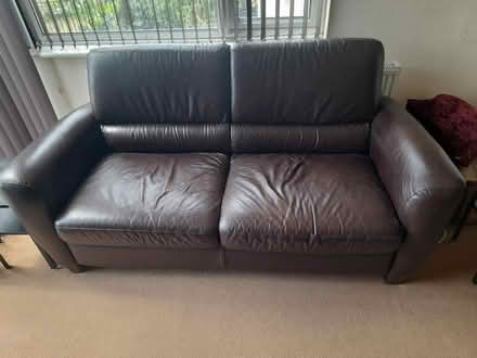 Photo of free Brown Leather Couch (Leigh-on-Sea SS9) #1