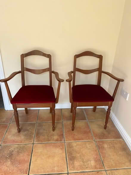 Photo of free Two Carver Chairs With Red Seats (IG6) #1