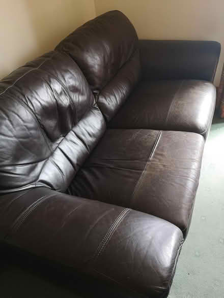 Photo of free Sofas - 2 large brown leather (Bolton BL5) #1
