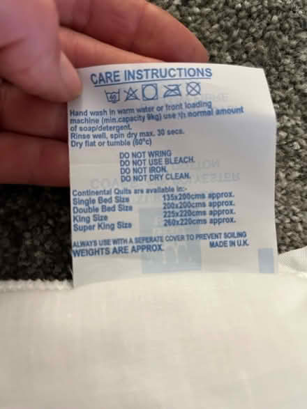 Photo of free Large Clean Duvet 182cm x 182cm (IG6) #4