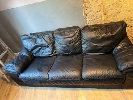Photo of free Black leather couch (Drimnagh Dublin12) #1