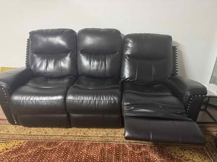 Photo of free Black Leather 3 seater sofa (Northolt) #1