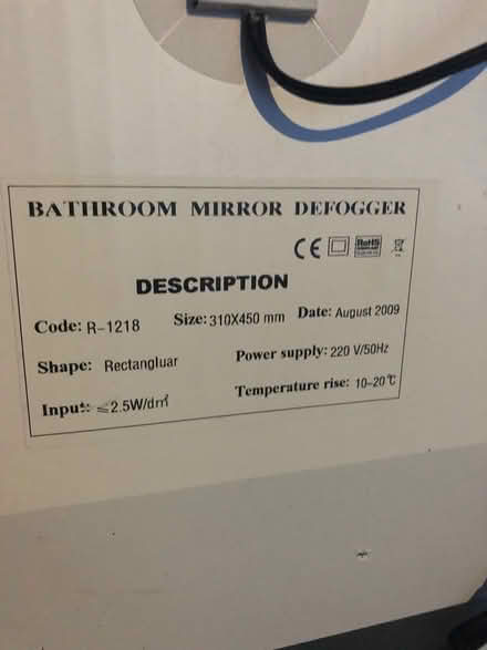 Photo of free Bathroom de-misting mirror (By Oakleigh Park station EN4) #3
