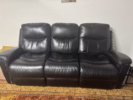 Photo of free Black Leather 3 seater sofa (Northolt) #2