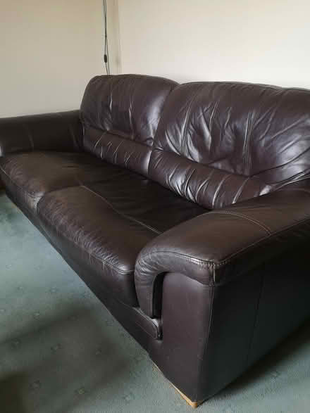 Photo of free Sofas - 2 large brown leather (Bolton BL5) #2