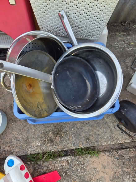 Photo of free Large box of pans and bowls (Holmer Green HP15) #3