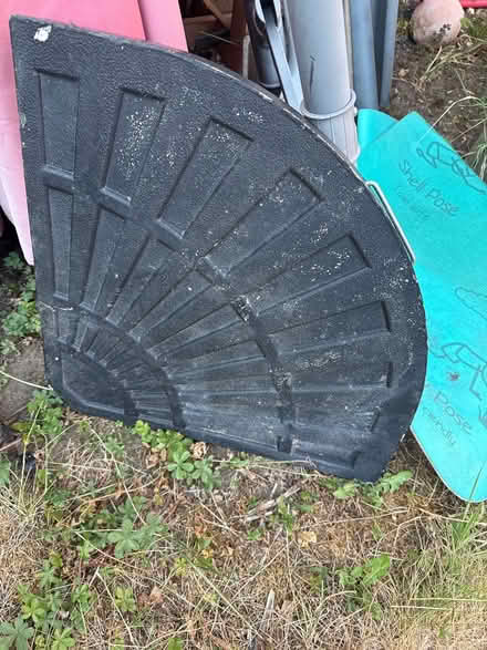 Photo of free Umbrella and one weight for it (Mudchute E14) #1