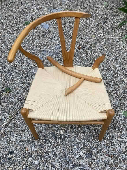 Photo of free Wishbone chair - needing repair (High Street, Meldreth, SG8) #1