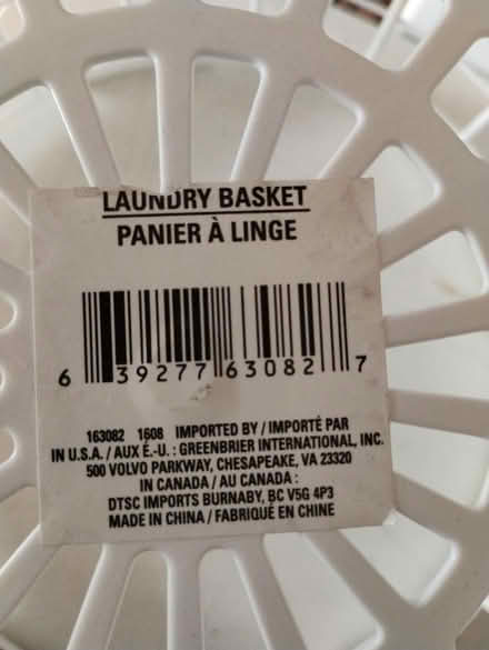 Photo of free Plastic laundry basket (Darien) #2