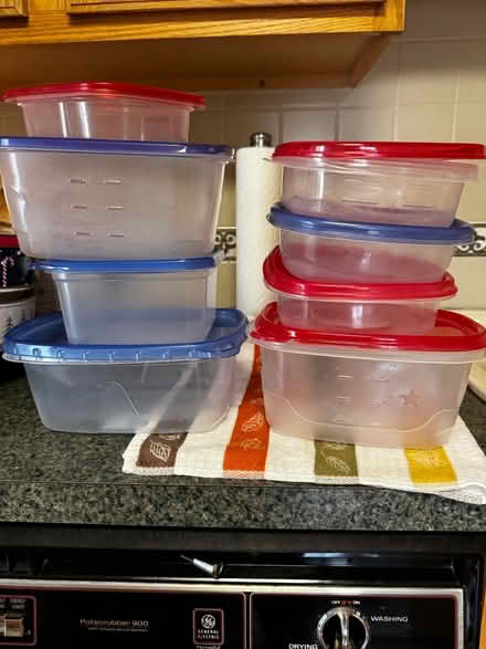 Photo of free Plastic containers and cookie tins (Crofton) #2