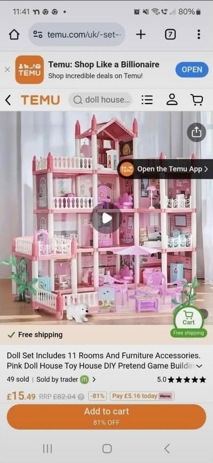 Photo of free Girls doll house (Leeds woodlesford) #1