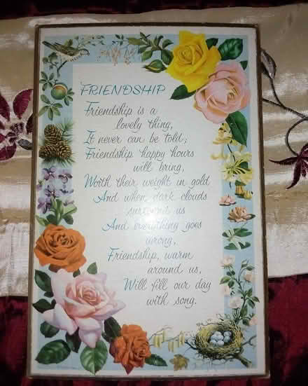 Photo of free Friendship poem on hardboard back (Tonbridge) #1