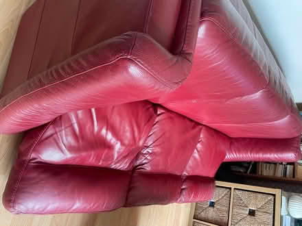 Photo of free 2seater leather sofa (dark red) good condition (Meltham HD9) #1