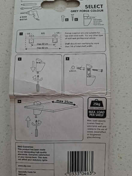 Photo of free glass shelf brackets - grey (2 sets) (Panshanger AL7) #4