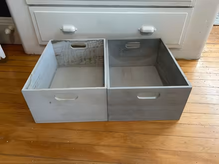 Photo of free 2 grey wash wooden storage boxes (Near Union Square) #2