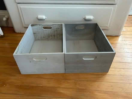 Photo of free 2 grey wash wooden storage boxes (Near Union Square) #2