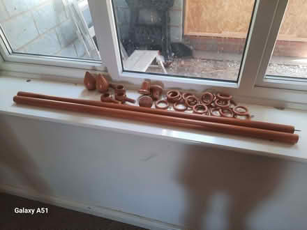 Photo of free Wooden curtain pole with rings and fixtures 205cm long (Cronkinson Farm CW5) #1