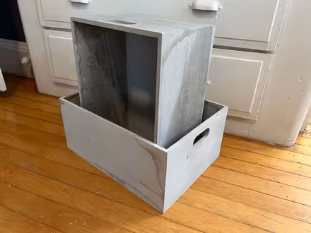 Photo of free 2 grey wash wooden storage boxes (Near Union Square) #1