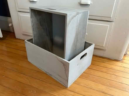 Photo of free 2 grey wash wooden storage boxes (Near Union Square) #1