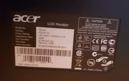 Photo of free Acer LCD Computer 21" Monitor (Front Royal) #2