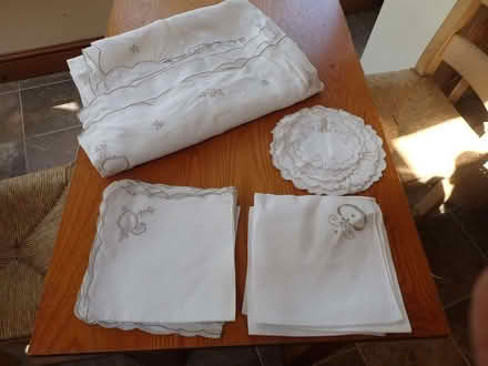 Photo of free Very large linen embroidered tablecloth & napkins (Fairfield LA1) #3