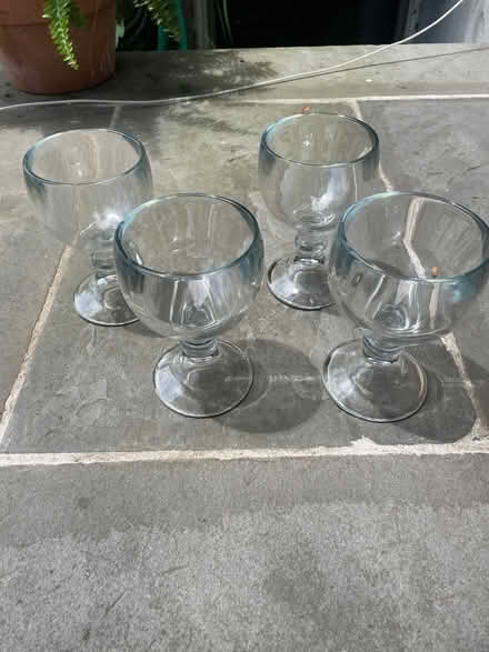 Photo of free 4 hefty footed glass container (Reading, off West st) #1