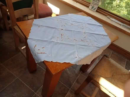 Photo of free Blue cotton embroided tablecloth (Fairfield LA1) #1