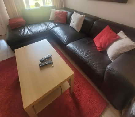 Photo of free Real leather corner sofa and armchair (need gone by Sunday!) (Barrhead G78) #1