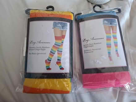 Photo of free Two pairs of long stripy novelty socks (Seaside BN22) #1
