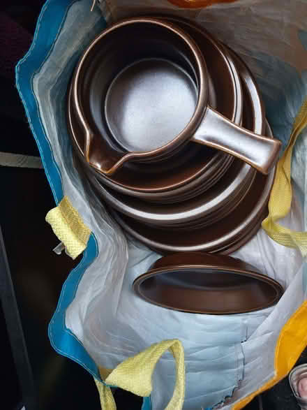 Photo of free Bag of Brown Stoneware Plates and bowls (Fairfield Park) #1