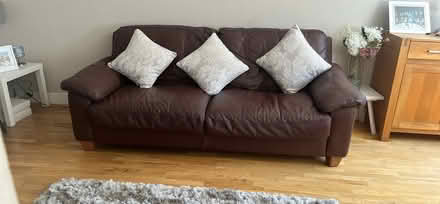 Photo of free Brown leather 3 seater sofa (Bingfield Park N7) #1