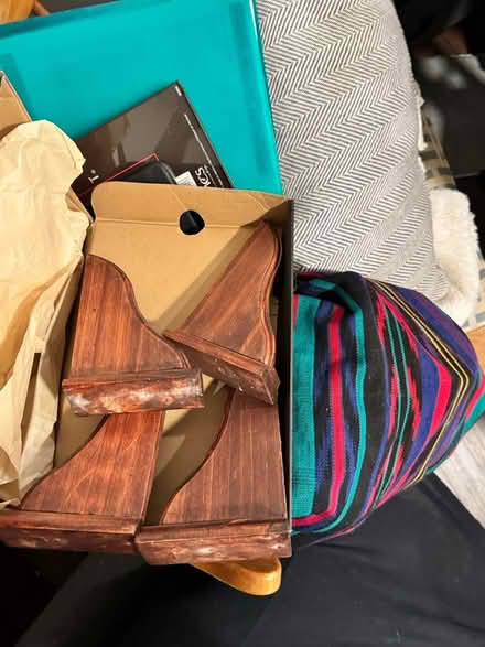 Photo of free Stained wood shelves and screws (Oakland, CA) #2