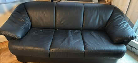 Photo of free Couch & Loveseat: Leather, Black (Seal Beach) #1