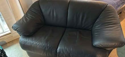 Photo of free Couch & Loveseat: Leather, Black (Seal Beach) #2
