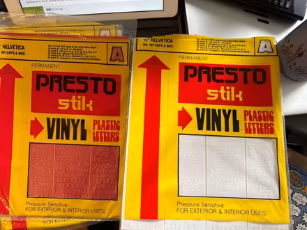 Photo of free Vinyl letter/number presto stick (Cedar knolls, NJ) #1