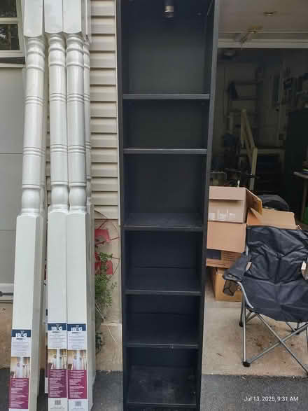 Photo of free 2 tall black shelves (Woodbine) #1