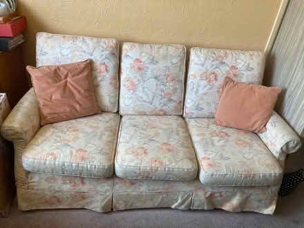 Photo of free 3 seater & 2 seater sofa, armchair and storage stool (Heybridge CM9) #1