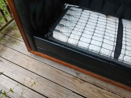 Photo of free 1970 leather couch bed, trashed (182 Second St, Connelly) #4