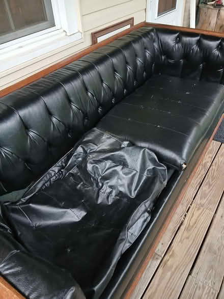 Photo of free 1970 leather couch bed, trashed (182 Second St, Connelly) #1