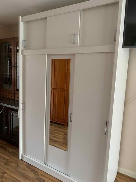Photo of free 3 door wardrobe with hanging space, mirror, shelves (Sutton Courtenay OX14) #2