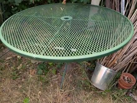 Photo of free large green solid metal patio set (Mildenhall, Suffolk, IP28) #1