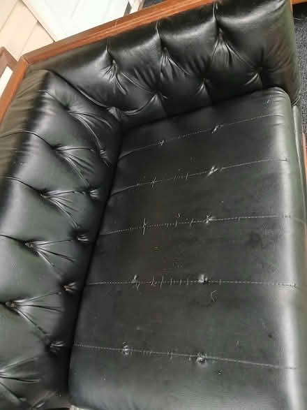 Photo of free 1970 leather couch bed, trashed (182 Second St, Connelly) #3